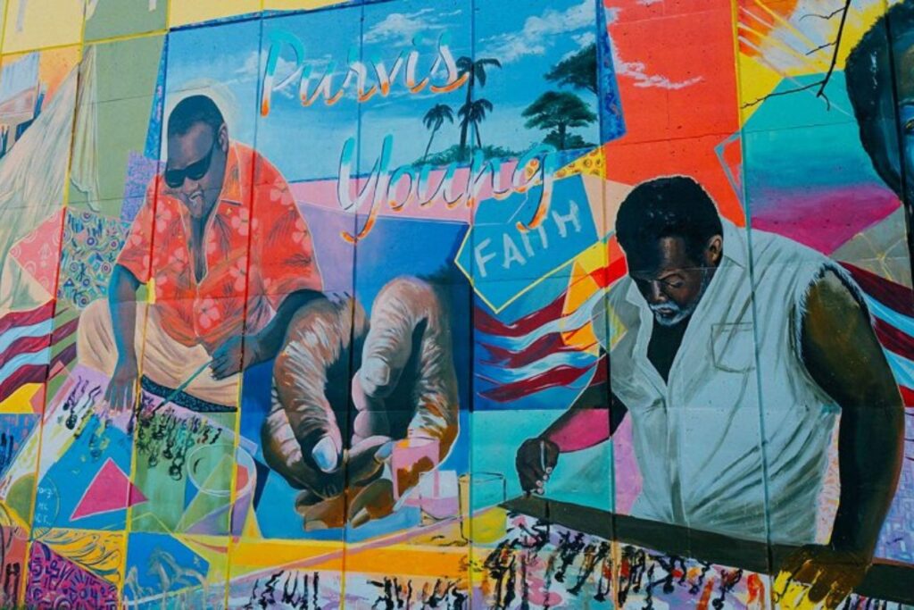 Colorful Overtown mural celebrating Black heritage and culture in Miami